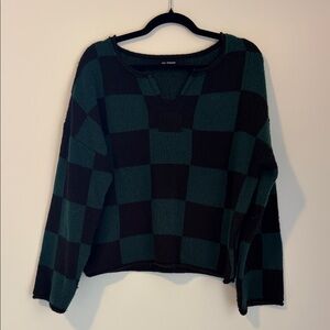 Black & Forest Green Checker Knit Sweater